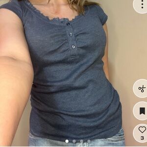 Bella swan inspired Women's Blue button lace trim Camisole stretchy fabric